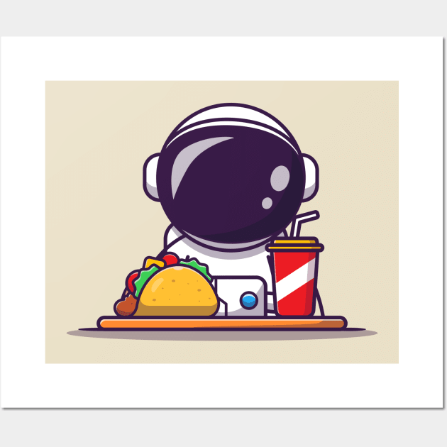 Cute Astronaut With Taco And Soda Wall Art by Catalyst Labs